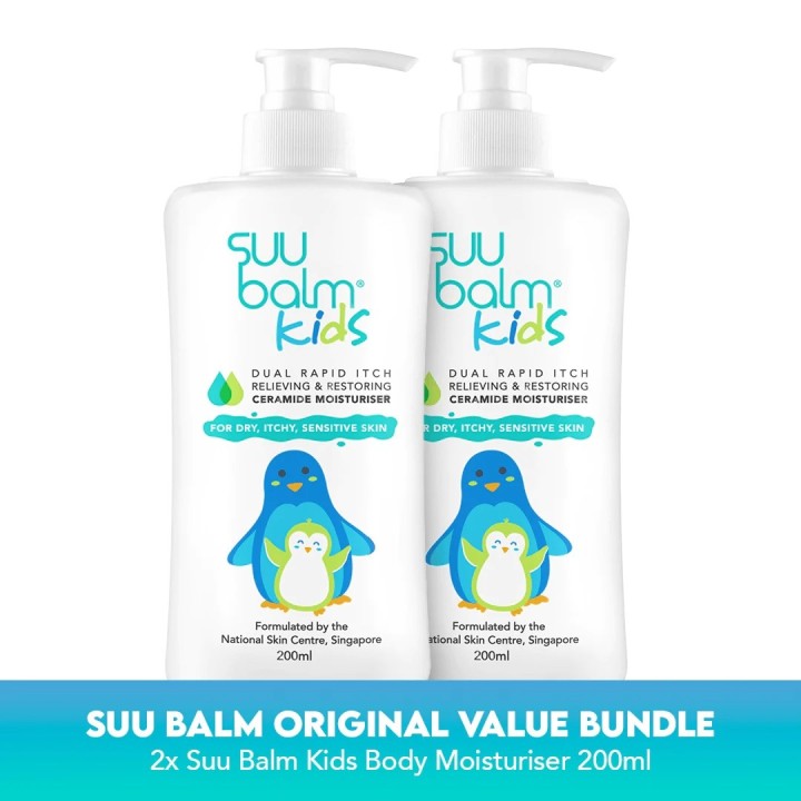 Suu Balm Kids Dual Rapid Itch Relieving & Restoring Ceramide Moisturiser Value Bundle (2 x 200ml)