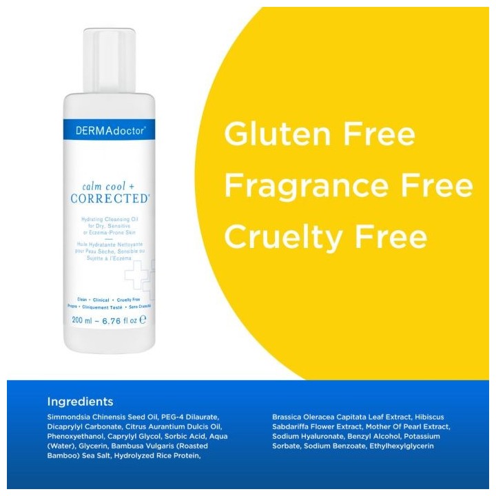 Calm Cool + Corrected Hydrating Cleansing Oil, Moisturizer and Makeup Remover for Dry, Sensitive or Eczema-Prone Skin