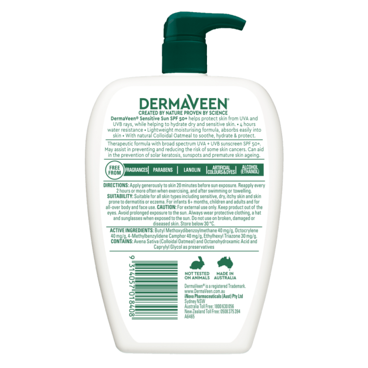 DermaVeen Sensitive Sun SPF50+ Moisturising UVB + UVA Sunscreen