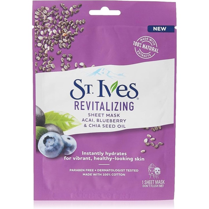 St. Ives Revitalizing Acai, Blueberry & Chia Seed Oil Sheet Mask