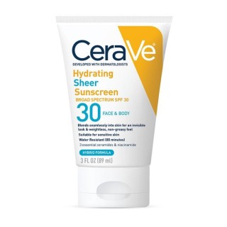CeraVe Hydrating Sheer Sunscreen Broad Spectrum SPF 30 for Face & Body