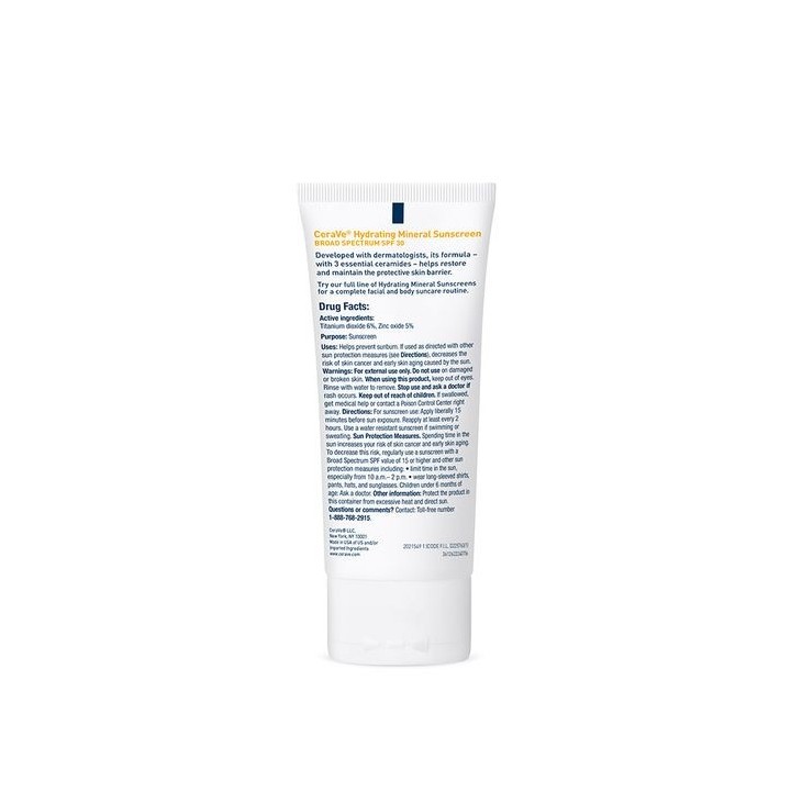 CeraVe Hydrating Mineral Sunscreen SPF 30 Face Lotion
