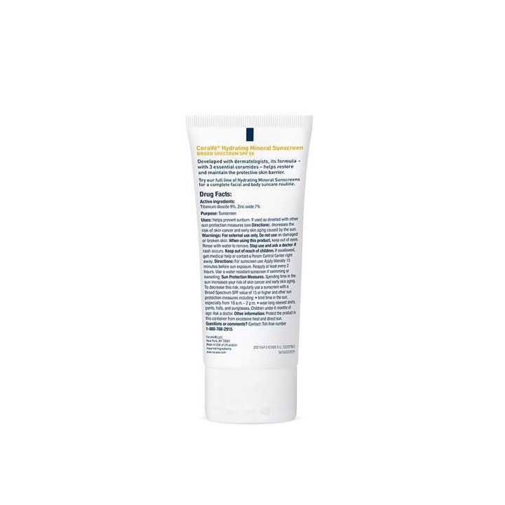 CeraVe Hydrating Mineral Sunscreen SPF 50 Face Lotion