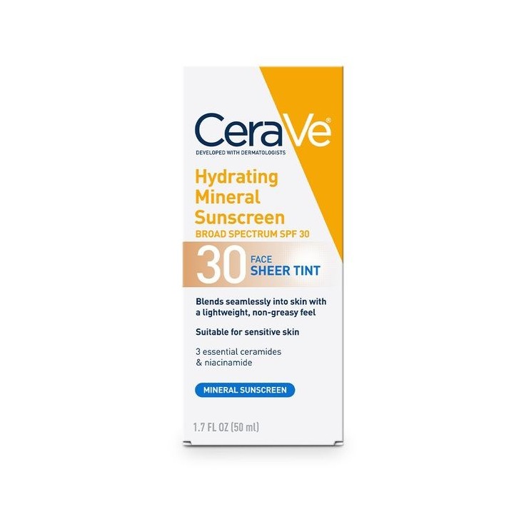CeraVe Hydrating Mineral Sunscreen SPF 30 Face Sheer Tint
